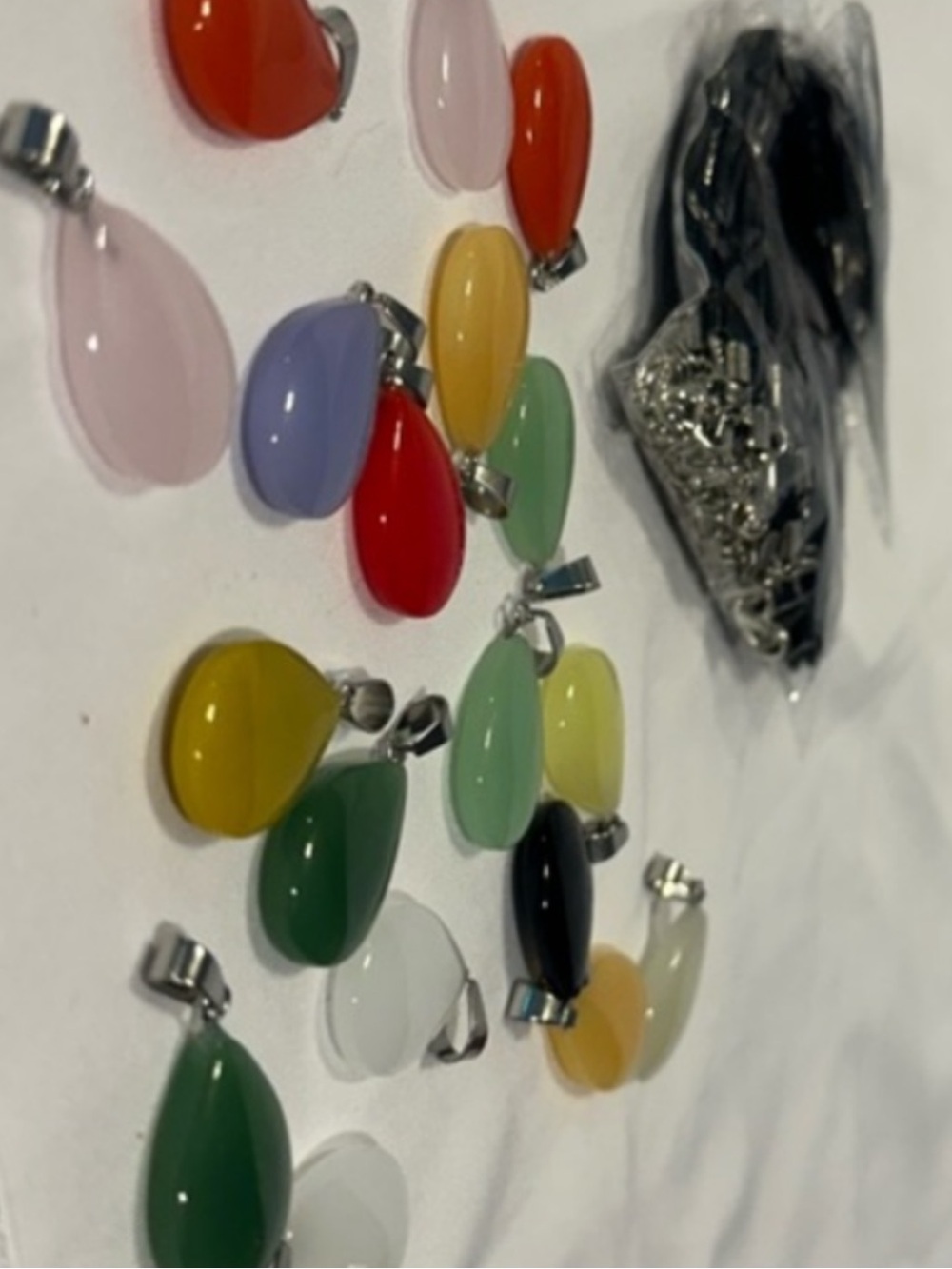 Colorful Teardrop Glass Pendants - Multi Color Set